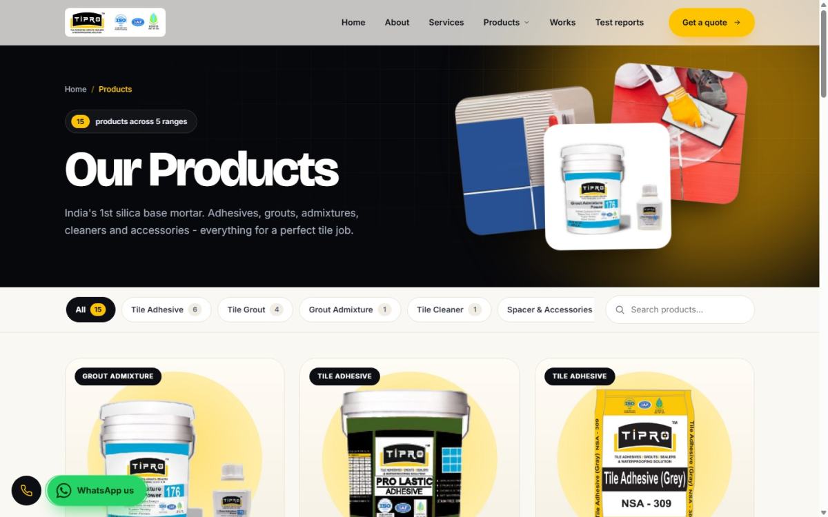 Tipro Industries: Product range